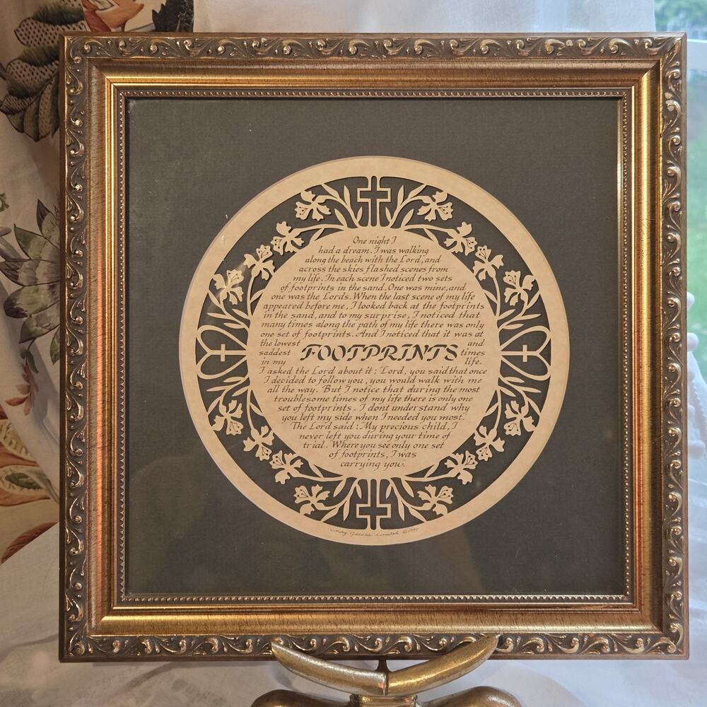 Footprints In The Sand Cindy Jacobs Lasercut Artwork Vintage 1990s